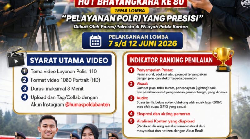 Polda Banten Gelar Lomba Video Layanan 110 dan Lomba Menulis Berita Sambut HUT Bhayangkara ke-80