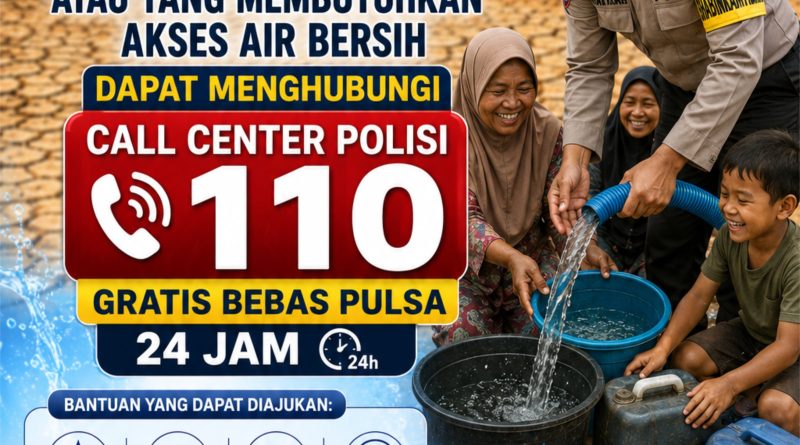Hadapi Musim Kemarau, Polda Banten Siapkan Layanan Bantuan Air Bersih Melalui Call Center 110.