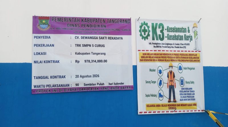 Proyek TRK SMPN 5 Curug Diduga Abaikan K3 : Dindik Diminta Cek Proyek