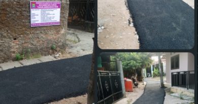 Pemerintah Kecamatan Curug Tuntaskan Pemeliharaan Jalan Hotmix di Kampung Babakan Binong