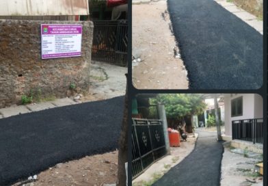 Pemerintah Kecamatan Curug Tuntaskan Pemeliharaan Jalan Hotmix di Kampung Babakan Binong
