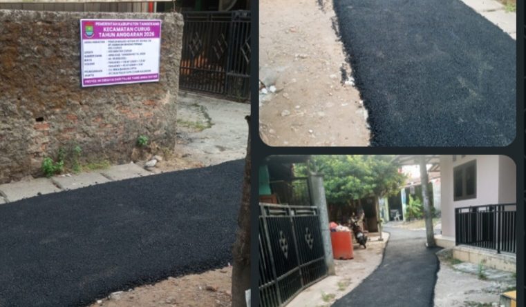 Pemerintah Kecamatan Curug Tuntaskan Pemeliharaan Jalan Hotmix di Kampung Babakan Binong